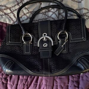 Coach Black Satchel with Silver Accents